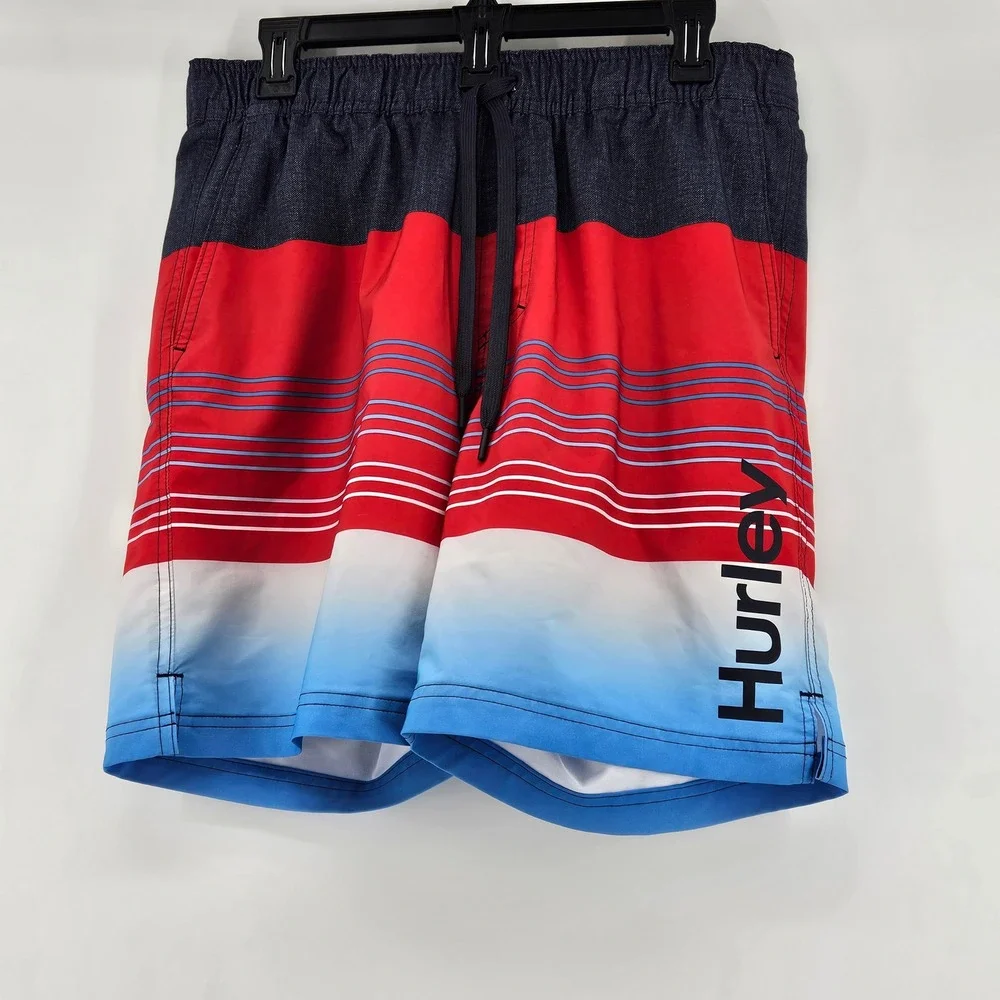 Hurley Mens Volley Swim Shorts‎ Trunks Large Vacation Pool Swimsuit Swimwear